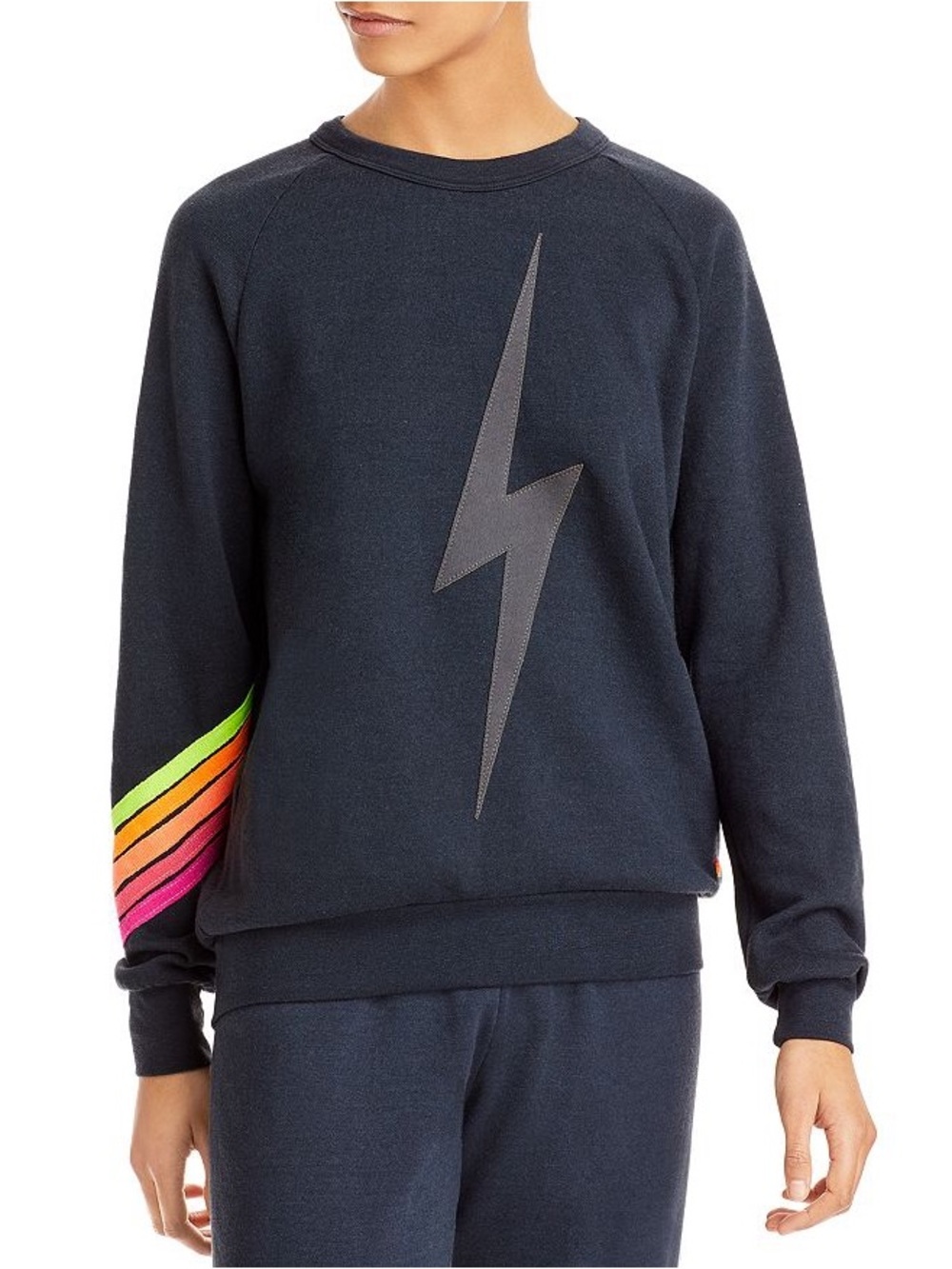 Sweatshirt with Lightning Bolt and Neon Stripe Accent : Avaitor Nation